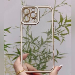 Clear iPhone Case With Contrast White and Gold Edge